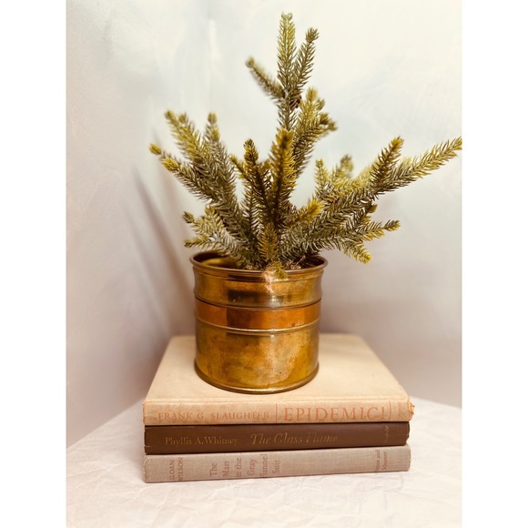 Other - Vintage Brass and Copper Planter Small Two Tone Metal Bucket Decorative Pot